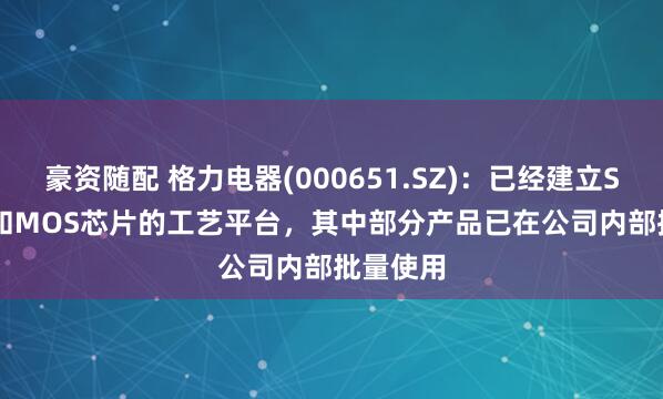 豪资随配 格力电器(000651.SZ)：已经建立SiC SBD和MOS芯片的工艺平台，其中部分产品已在公司内部批量使用