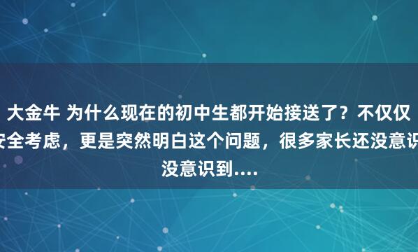 大金牛 为什么现在的初中生都开始接送了？不仅仅出于安全考虑，更是突然明白这个问题，很多家长还没意识到....