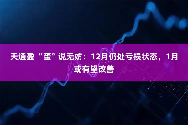 天通盈 “蛋”说无妨：12月仍处亏损状态，1月或有望改善